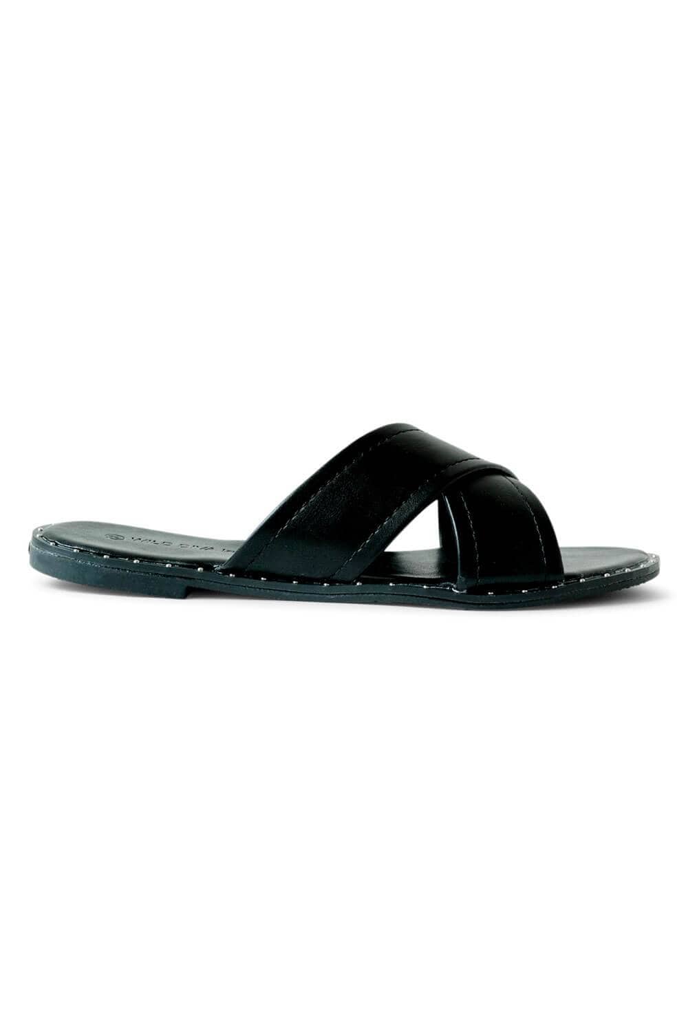 Studded Crossband Slide Sandals