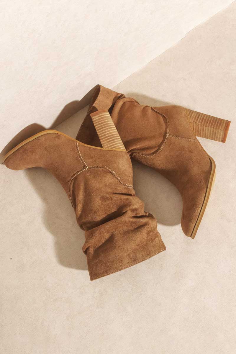 Teagan Camel Modern Slouch Boot side| MILK MONEY milkmoney.co | cute shoes for women. ladies shoes. nice shoes for women. ladies shoes online. ladies footwear. womens shoes and boots. pretty shoes for women. beautiful shoes for women.