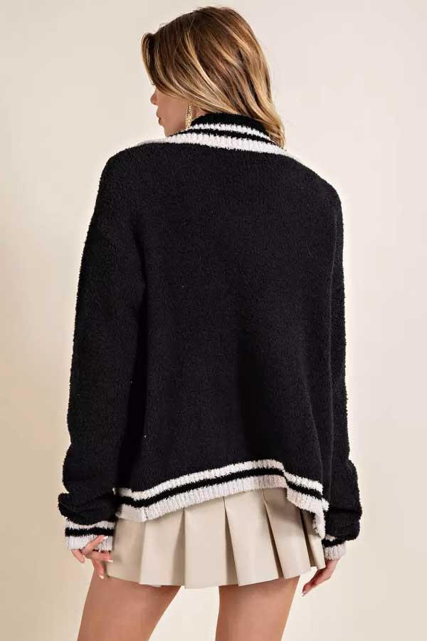 Teddy Bear Coat Cardigan black back | MILK MONEY milkmoney.co | cute sweaters for women, cute knit sweaters, cute pullover sweaters