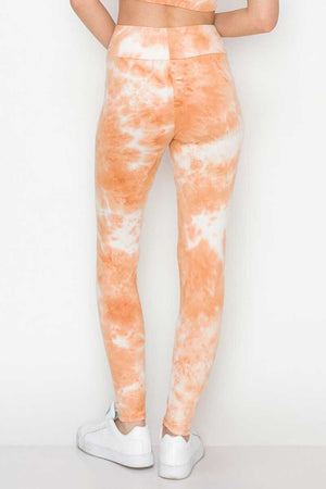 Tie Dyed Leggings peach back | MILK MONEY milkmoney.co | lounge sets clothing. womens cute loungewear. cute lounge clothes. cute womens loungewear. cute workout clothes.