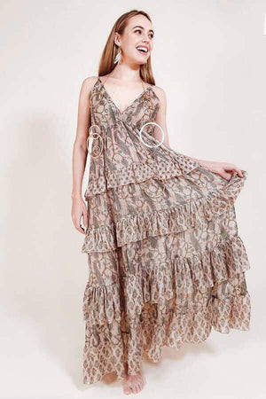 Tiered Boho Halterneck Maxi Dress pink front | MILK MONEY milkmoney.co | cute clothes for women. womens online clothing. trendy online clothing stores. womens casual clothing online. trendy clothes online. trendy women's clothing online. ladies online clothing stores. trendy women's clothing stores. cute female clothes.