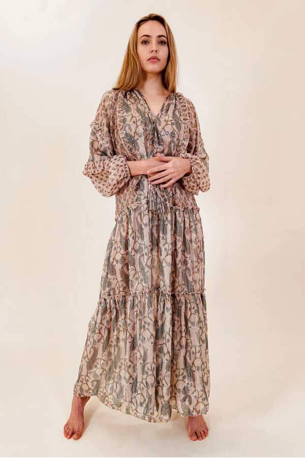 Tiered Boho Maxi Dress pink front | MILK MONEY milkmoney.co | cute clothes for women. womens online clothing. trendy online clothing stores. womens casual clothing online. trendy clothes online. trendy women's clothing online. ladies online clothing stores. trendy women's clothing stores. cute female clothes.