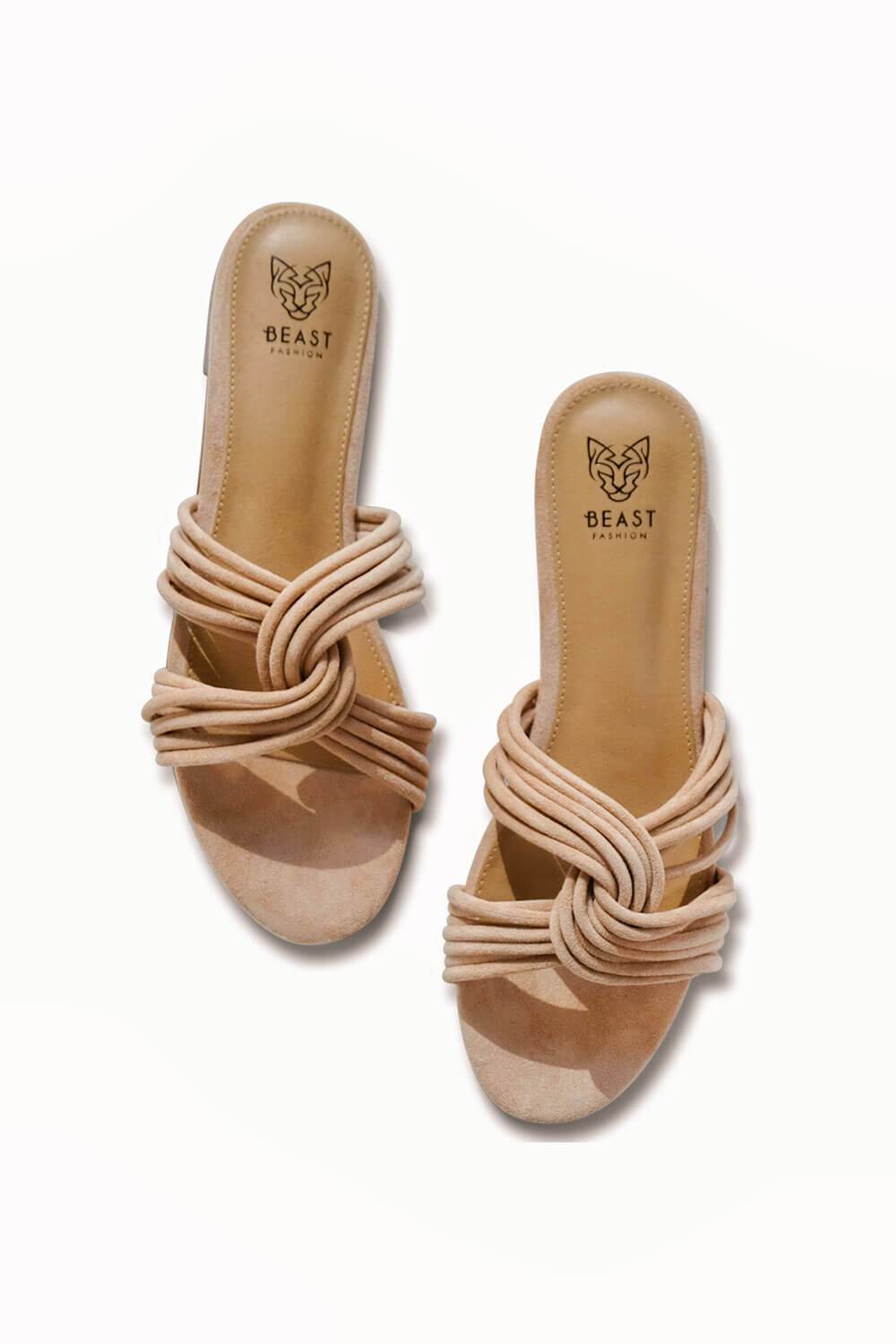 Twist Knot Flat Sandal taupe top | MILK MONEY milkmoney.co | cute sandals for women. cute slides for women. trendy womens sandals. women sandals online. pretty sandals for women. cute slides womens.