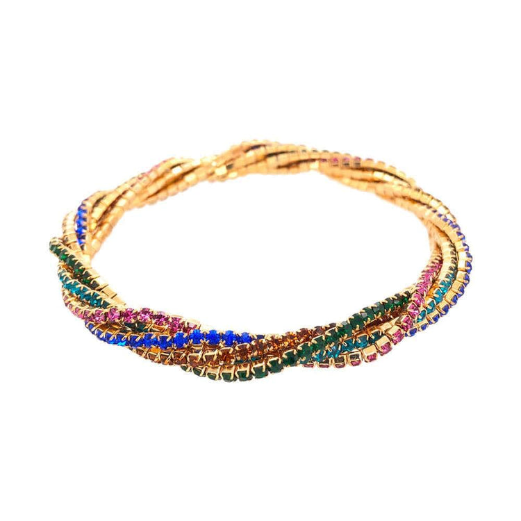 Twisted Crystal Stretch Bracelet gold - MILK MONEY