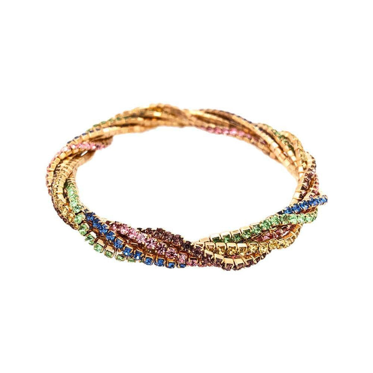 Twisted Crystal Stretch Bracelet gold pastel - MILK MONEY