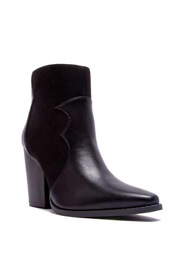 Two Tone Western Boot black side | MILK MONEY milkmoney.co | cute shoes for women. ladies shoes. nice shoes for women. ladies shoes online. ladies footwear. womens shoes and boots. pretty shoes for women. beautiful shoes for women.