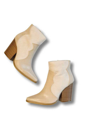 Two Tone Western Boot beige top | MILK MONEY milkmoney.co | cute shoes for women. ladies shoes. nice shoes for women. ladies shoes online. ladies footwear. womens shoes and boots. pretty shoes for women. beautiful shoes for women.