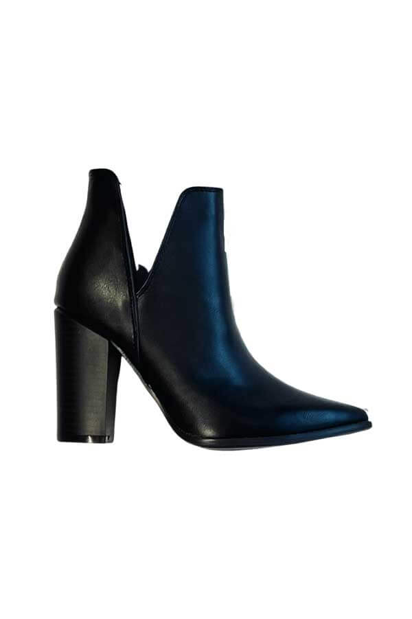 V Cut Heel Boots black side  | MILK MONEY milkmoney.co | cute shoes for women. ladies shoes. nice shoes for women. ladies shoes online. ladies footwear. womens shoes and boots. pretty shoes for women. beautiful shoes for women.