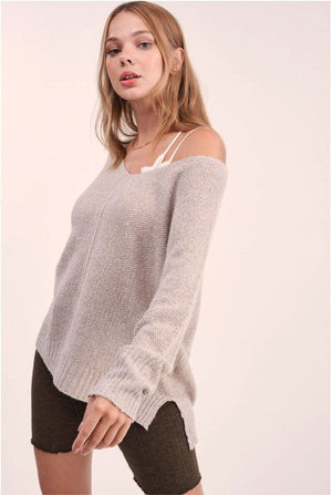 Winnie Soft Knit Sweater taupe front MILK MONEY