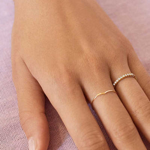 Women's Everyday Crown Bezel Layering Ring gold model | MILK MONEY | milkmoney.co