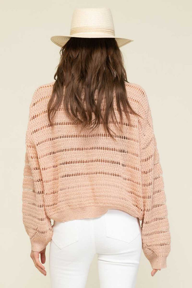 Women's Knit Long Sleeve Shirred Sweater blush back | MILK MONEY | milkmoney.co