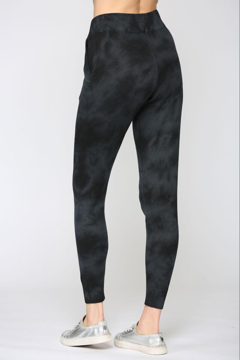 Women's Tie Dyed Knit Joggers charcoal back | Cute trendy pants | MILK MONEY milkmoney.co