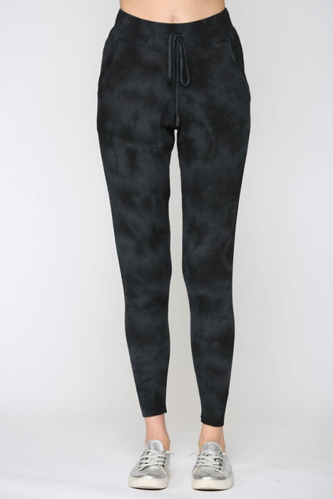 Women's Tie Dyed Knit Joggers charcoal front | Cute trendy pants | MILK MONEY milkmoney.co