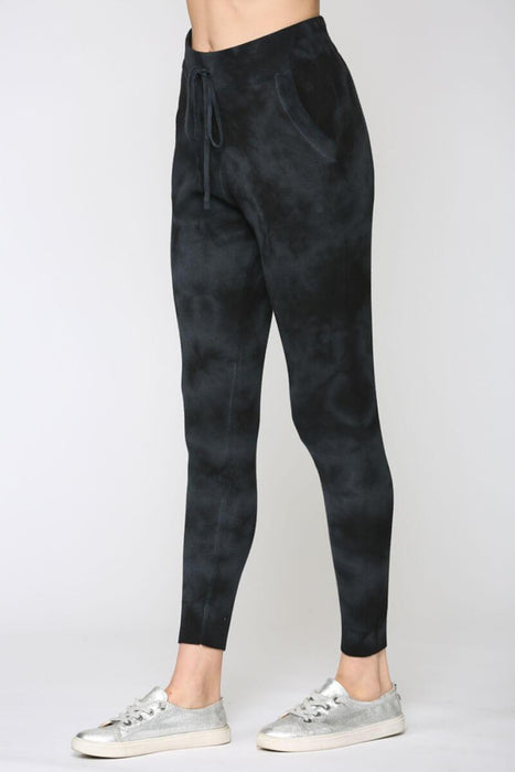 Women's Tie Dyed Knit Joggers charcoal side | Cute trendy pants | MILK MONEY milkmoney.co