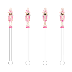 Haute Pink Nutcracker Acrylic Stir Sticks pink front | MILK MONEY milkmoney.co | cute gifts, cute holiday gifts, party favors