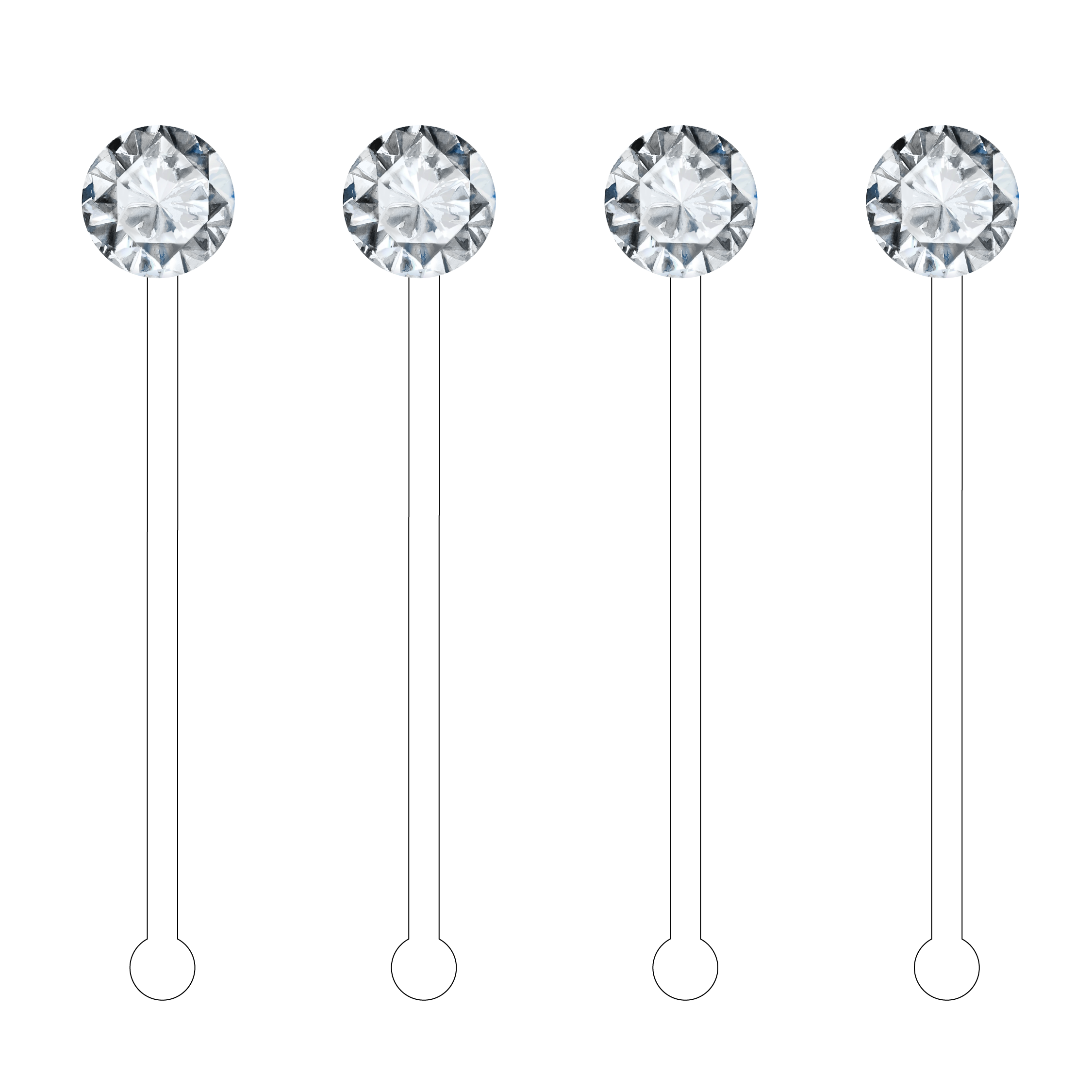 Diamond Gemstones Acrylic Stir Sticks front | MILK MONEY milkmoney.co | gifts, cute gifts, party gifts