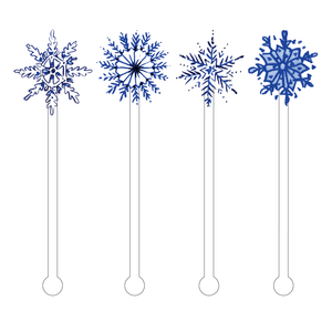 Blue Snowflakes Acrylic Stir Sticks front | MILK MONEY milkmoney.co | cute gift, home gifts, holiday gifts