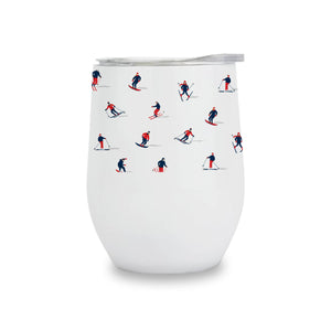 Mini Skiers Insulated Wine Tumbler white front 